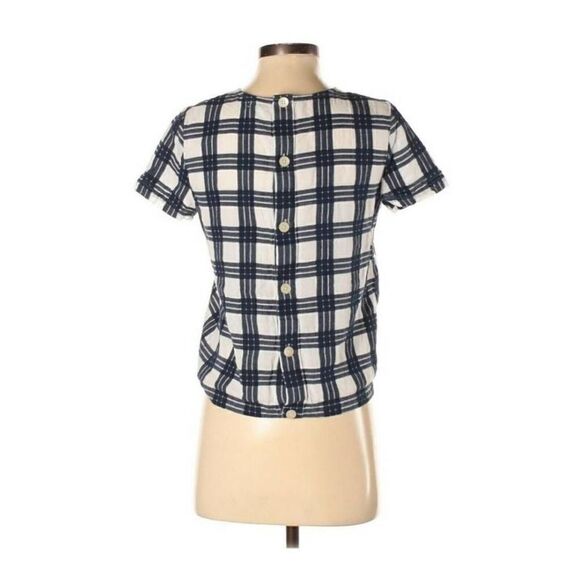 Madewell Plaid Button-Back Tie Tee size Medium - Picture 3 of 11